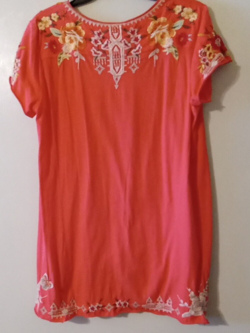 Johnny Was, Coral Boho, Peasant Style, Floral Embroidered V-Neck Tunic, Size M - Picture 3 of 13